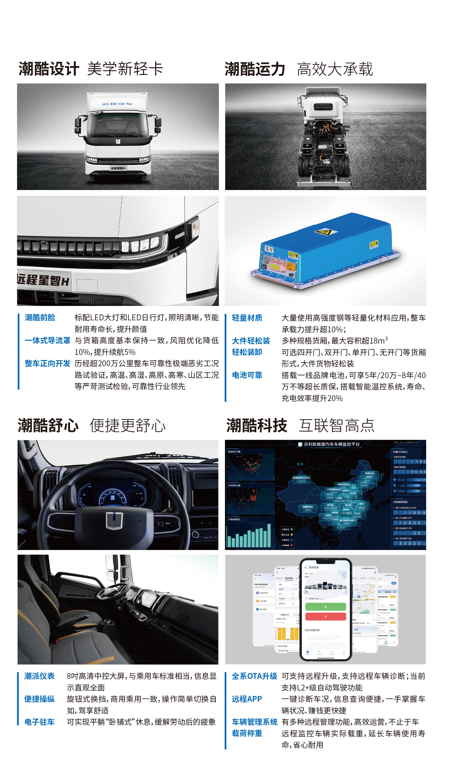 吉利远程 星智H8E纯电动仓栅式运输车